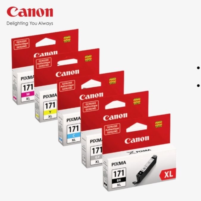 Kit Tintas Canon CLI-171XL Original BK C M Y para PIXMA MG5710 MG6810 MG7710 TS5010 TS6010