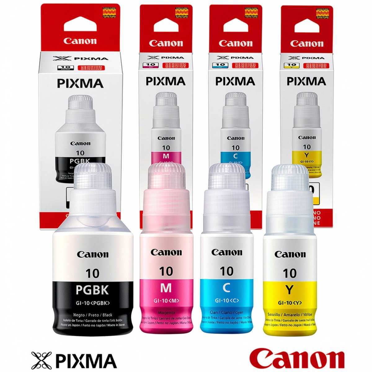 Kit Tintas Canon GI-10 Original BK C M Y para MegaTank GX6010 GX7010 GM2010 GM4010