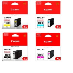 Kit Tintas Canon PGI-1100XL Original BK C M Y para MAXIFY MB2010 MB2110 MB2310 MB2710