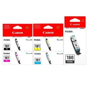 Kit Tintas Canon PGI-180PGBK + CLI-181 Original para PIXMA TS6140 TS704 TS8140 TS8240 TS8340 TR7540 TR8540