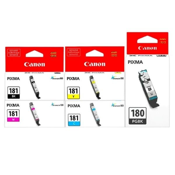 Kit Tintas Canon PGI-180PGBK + CLI-181 Original para PIXMA TS6140 TS704 TS8140 TS8240 TS8340 TR7540 TR8540