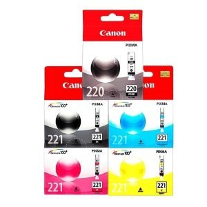 Kit Tintas Canon PGI-220BK + CLI-221 Original para PIXMA iP4600 iP4700 MP540 MP550 MP560 MP620 MP640 MX860 MX870