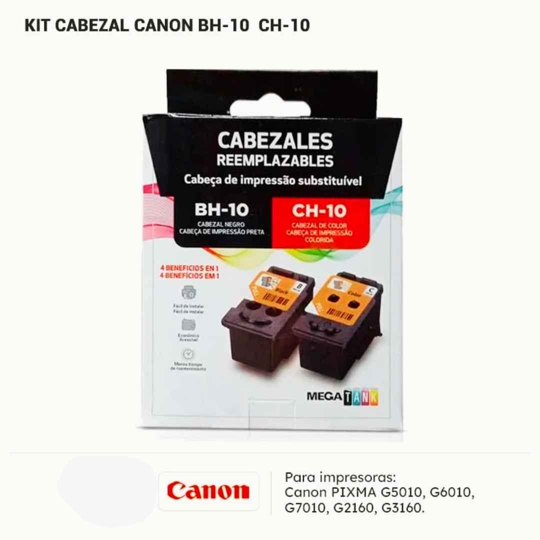 Pack Cabezales Canon BH-10 Negro + CH-10 Color Original para PIXMA G2160 G3160 G3170 GX1060 GX2060