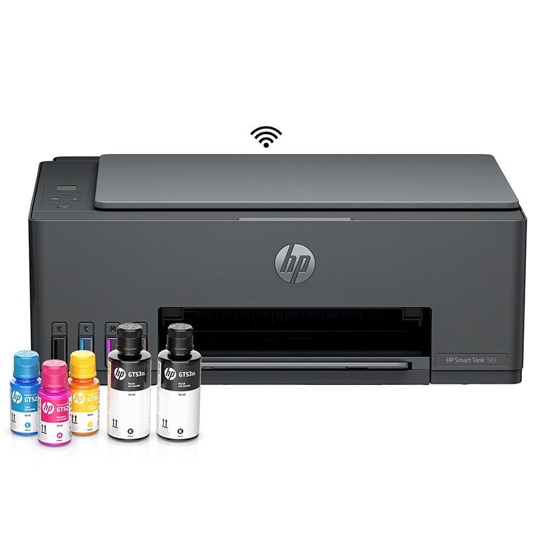 Impresora All-in-one de tinta HP Smart Tank 581, Imprime/Escanea/Copia/Wi-Fi/USB 2.0