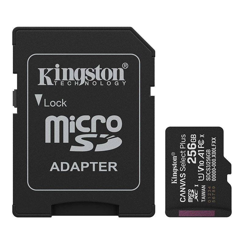 Tarjeta de Memoria Kingston 256GB MicroSD Canvas Select Plus -150MB/seg – UHS-I Clase 10